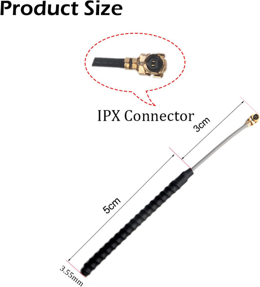 2dBi Compact Whip Antenna | U.FL Connector (5-Pack)