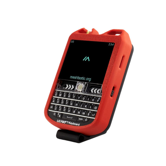 MakerNova Red Updated T-Deck Meshtastic case with keyboard, antenna protector and Lanyard loop.