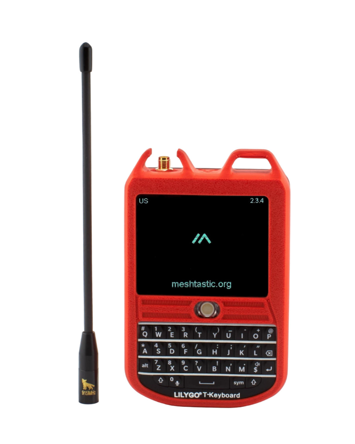 MakerNova Red Updated T-Deck Meshtastic case with keyboard and 915mhz Antenna