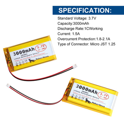 MakerNova 3000mAh LiPo Battery with JST 1.25
