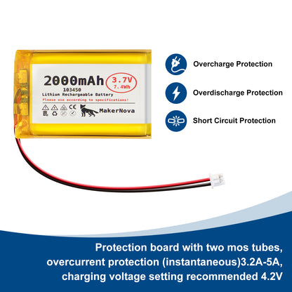 MakerNova 2000mAh LiPo Battery with JST 1.25