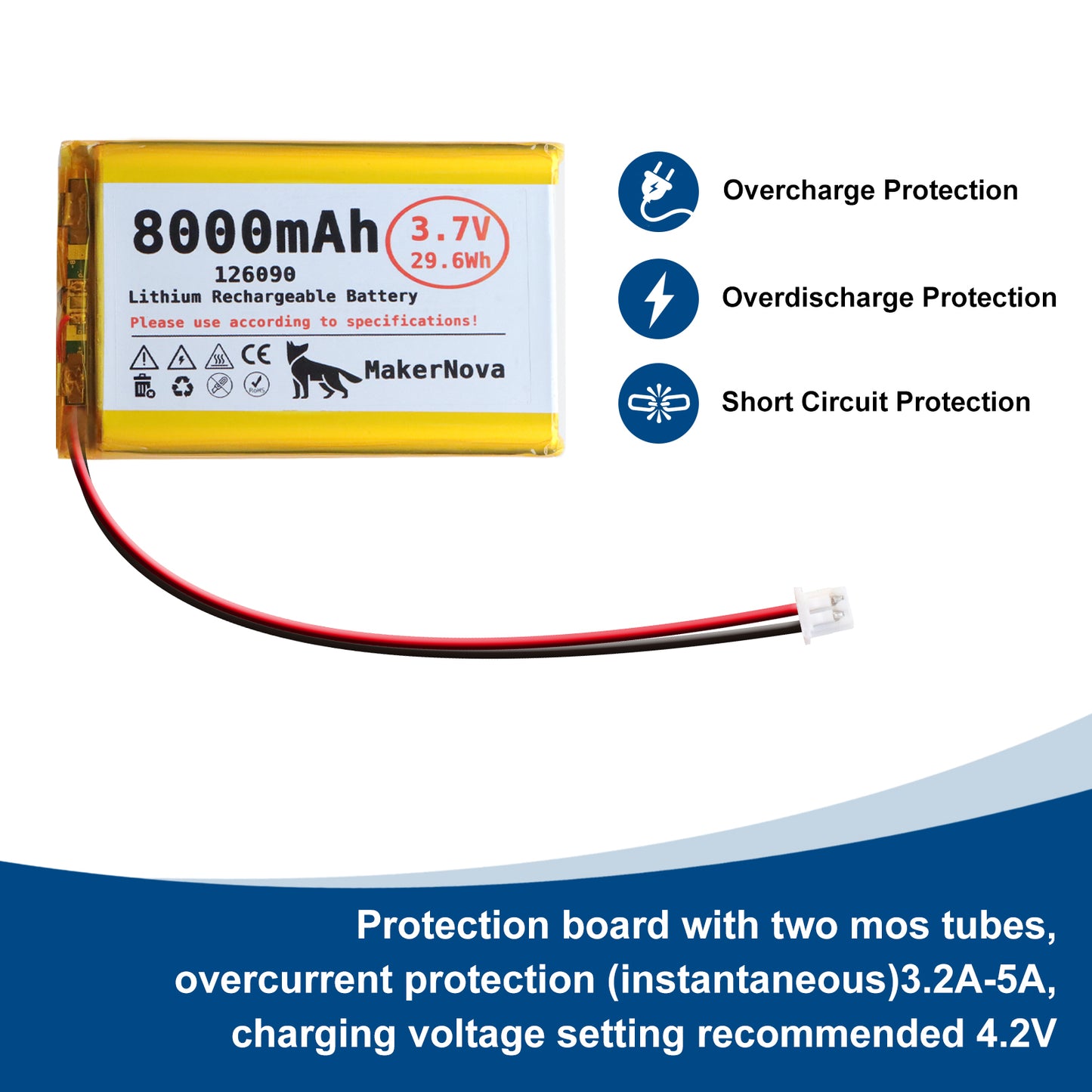 MakerNova 8000mAh LiPo Battery with JST 1.25