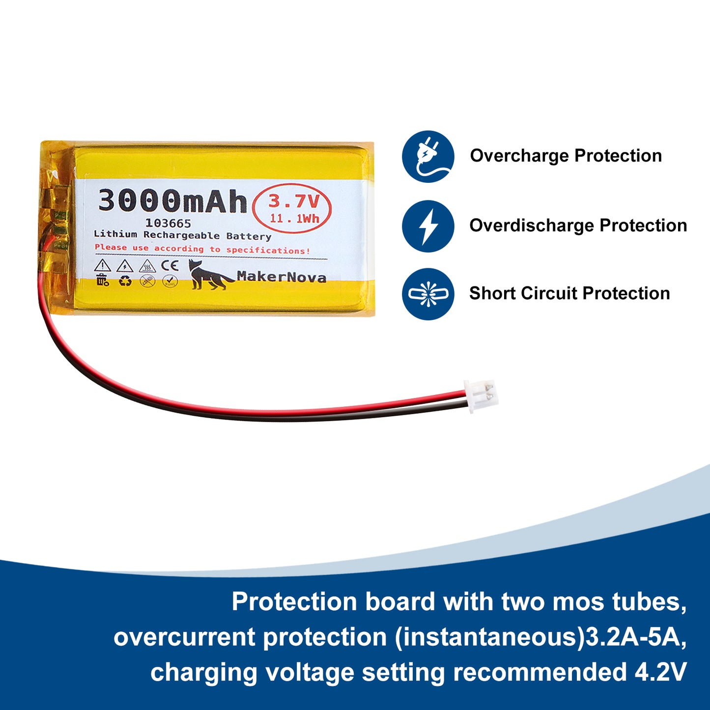 MakerNova 3000mAh LiPo Battery with JST 1.25