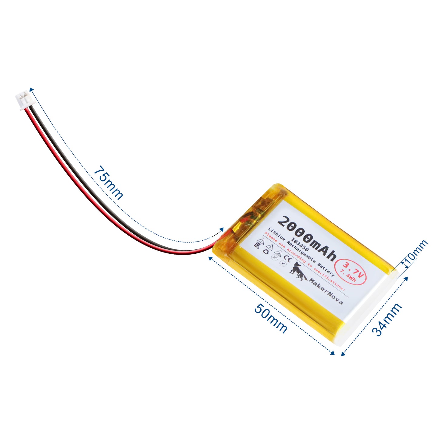 MakerNova 2000mAh LiPo Battery with JST 1.25