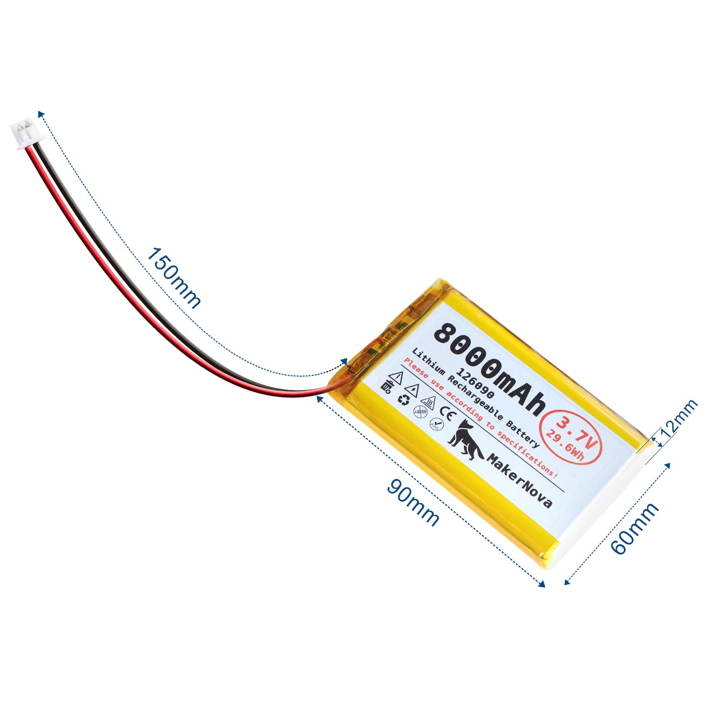 MakerNova 8000mAh LiPo Battery with JST 1.25