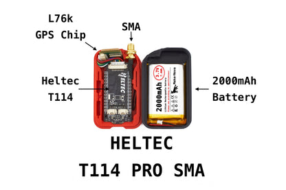 Heltec T114 PRO SMA electronic module with labeled components on a white background