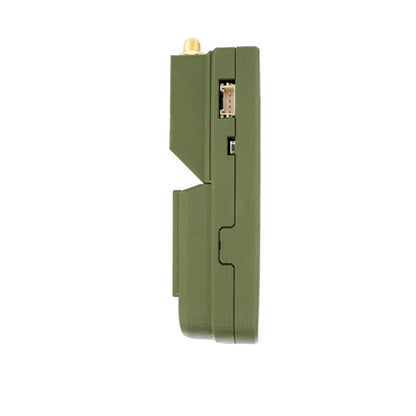 MakerNova Rugged olive T-Deck Meshtastic case side with reset switch exposed