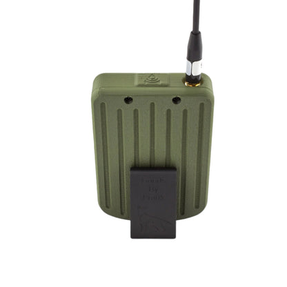 MakerNova green T-Deck Meshtastic case back profile with screw holes and SMA on top